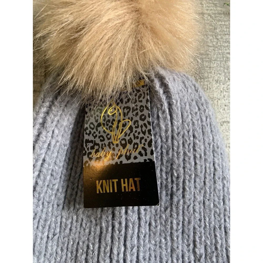 BABY PHAT Women's Hat Cap Puff Ball Gray Gold NEW WITH TAGS NWT Y2K